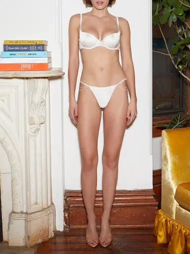 Fleur du Mal Women's Pearl Luxe Silk V-String | Thumbnail 2 Fleur du Mal Women's Pearl Luxe Silk V-String | Thumbnail 2