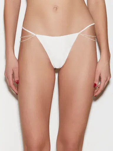 Fleur du Mal Women's Pearl Luxe Silk V-String | Thumbnail 3 Fleur du Mal Women's Pearl Luxe Silk V-String | Thumbnail 3