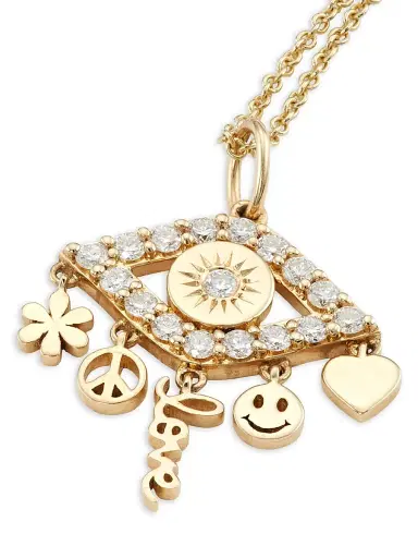 Sydney Evan Women's 14K Yellow Gold & 0.18 TCW Diamonds Evil Eye Necklace - Gold | Thumbnail 4 Sydney Evan Women's 14K Yellow Gold & 0.18 TCW Diamonds Evil Eye Necklace - Gold | Thumbnail 4
