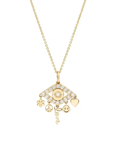 Sydney Evan Women's 14K Yellow Gold & 0.18 TCW Diamonds Evil Eye Necklace - Gold | Thumbnail 1 Sydney Evan Women's 14K Yellow Gold & 0.18 TCW Diamonds Evil Eye Necklace - Gold | Thumbnail 1