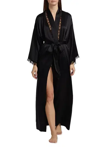 Kiki de Montparnasse Women's Silk Lace Inset Robe | Thumbnail 2 Kiki de Montparnasse Women's Silk Lace Inset Robe | Thumbnail 2