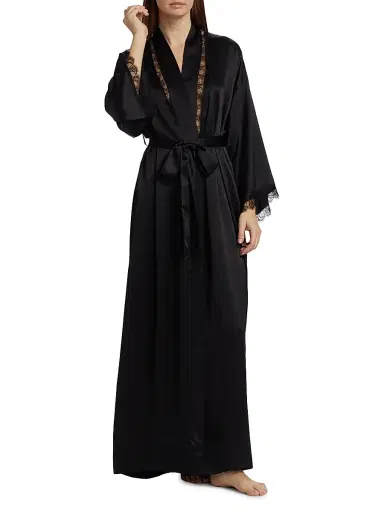 Kiki de Montparnasse Women's Silk Lace Inset Robe | Thumbnail 3 Kiki de Montparnasse Women's Silk Lace Inset Robe | Thumbnail 3