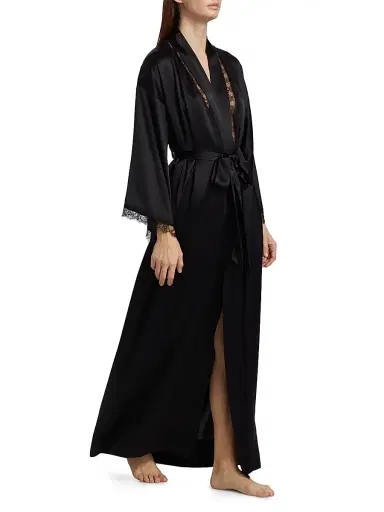 Kiki de Montparnasse Women's Silk Lace Inset Robe | Thumbnail 4 Kiki de Montparnasse Women's Silk Lace Inset Robe | Thumbnail 4