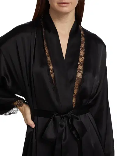 Kiki de Montparnasse Women's Silk Lace Inset Robe | Thumbnail 6 Kiki de Montparnasse Women's Silk Lace Inset Robe | Thumbnail 6