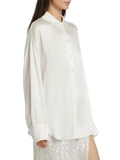 LAPOINTE Women's Multi-Way Double-Faced Satin Button-Front Shirt - White | Thumbnail 4 LAPOINTE Women's Multi-Way Double-Faced Satin Button-Front Shirt - White | Thumbnail 4