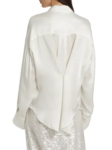 LAPOINTE Women's Multi-Way Double-Faced Satin Button-Front Shirt - White | Thumbnail 5 LAPOINTE Women's Multi-Way Double-Faced Satin Button-Front Shirt - White | Thumbnail 5