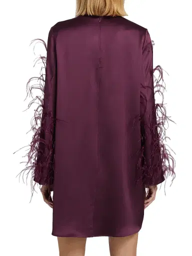 Lapointe Women's Feather Embellished Satin Shift Minidress | Thumbnail 5 Lapointe Women's Feather Embellished Satin Shift Minidress | Thumbnail 5