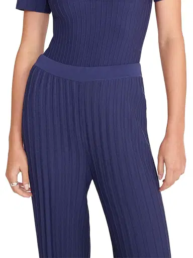 Staud Women's Lupin Rib-Knit Pants - Navy | Thumbnail 3 Staud Women's Lupin Rib-Knit Pants - Navy | Thumbnail 3