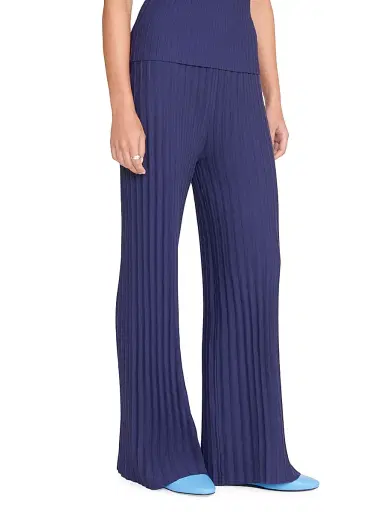 Staud Women's Lupin Rib-Knit Pants - Navy | Thumbnail 4 Staud Women's Lupin Rib-Knit Pants - Navy | Thumbnail 4