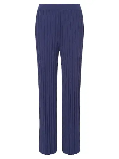 Staud Women's Lupin Rib-Knit Pants - Navy | Thumbnail 1 Staud Women's Lupin Rib-Knit Pants - Navy | Thumbnail 1