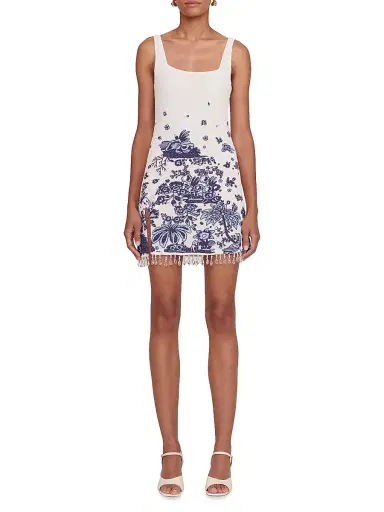 Staud Women's Le Sable Floral Beaded Minidress - Blue Toile | Thumbnail 2 Staud Women's Le Sable Floral Beaded Minidress - Blue Toile | Thumbnail 2
