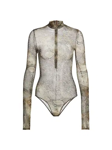 Lapointe Women's Printed Mesh Sheer Bodysuit | Thumbnail 1 Lapointe Women's Printed Mesh Sheer Bodysuit | Thumbnail 1