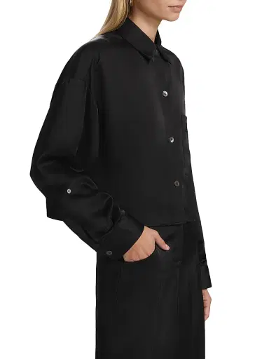 TWP Women's Soon To Be Ex Linen-Blend Crop Shirt - Black - Size Medium | Thumbnail 4 TWP Women's Soon To Be Ex Linen-Blend Crop Shirt - Black - Size Medium | Thumbnail 4