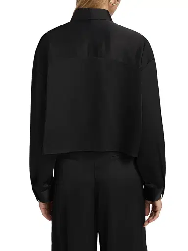 TWP Women's Soon To Be Ex Linen-Blend Crop Shirt - Black - Size Medium | Thumbnail 5 TWP Women's Soon To Be Ex Linen-Blend Crop Shirt - Black - Size Medium | Thumbnail 5