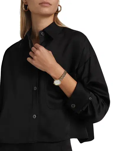TWP Women's Soon To Be Ex Linen-Blend Crop Shirt - Black - Size Medium | Thumbnail 6 TWP Women's Soon To Be Ex Linen-Blend Crop Shirt - Black - Size Medium | Thumbnail 6