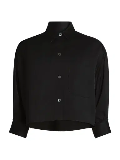 TWP Women's Soon To Be Ex Linen-Blend Crop Shirt - Black - Size Medium | Thumbnail 1 TWP Women's Soon To Be Ex Linen-Blend Crop Shirt - Black - Size Medium | Thumbnail 1