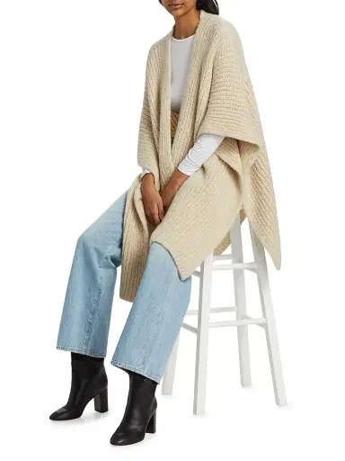 Sofia Cashmere Women's Cashmere-Silk Chunky Knit Cape | Thumbnail 2 Sofia Cashmere Women's Cashmere-Silk Chunky Knit Cape | Thumbnail 2