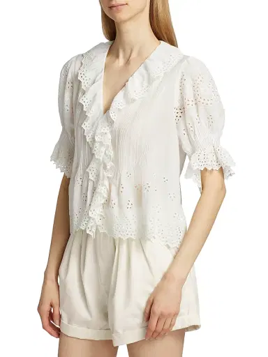 DÔEN Women's Henri Voile Eyelet Top - Salt Eyelet - Size XS | Thumbnail 4 DÔEN Women's Henri Voile Eyelet Top - Salt Eyelet - Size XS | Thumbnail 4