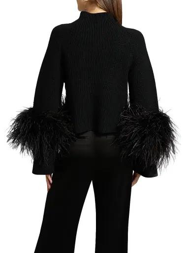 Lapointe Women's Merino Wool Feather-Cuff Sweater - Black - Size Large | Thumbnail 5 Lapointe Women's Merino Wool Feather-Cuff Sweater - Black - Size Large | Thumbnail 5