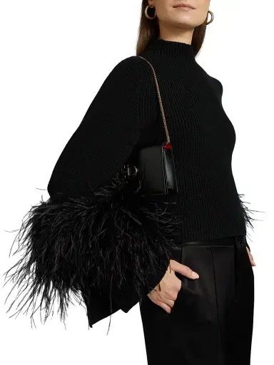 Lapointe Women's Merino Wool Feather-Cuff Sweater - Black - Size Large | Thumbnail 6 Lapointe Women's Merino Wool Feather-Cuff Sweater - Black - Size Large | Thumbnail 6