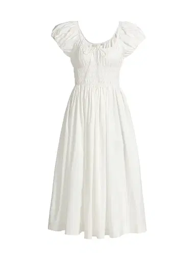 DÔEN Women's Quinn Cotton Shirred Midi-Dress - Salt - Size Small | Thumbnail 1 DÔEN Women's Quinn Cotton Shirred Midi-Dress - Salt - Size Small | Thumbnail 1