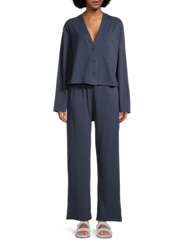 Women's Slumberknit Long Sleeve Shirt & Pants Pajama Set - Deep Blue Women's Slumberknit Long Sleeve Shirt & Pants Pajama Set - Deep Blue