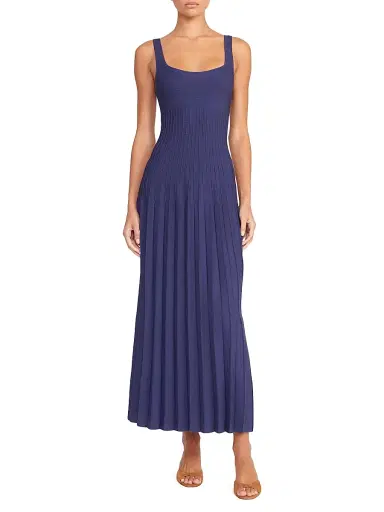 Staud Women's Ellison Knit Pleated Midi-Dress - Navy - Size XL | Thumbnail 2 Staud Women's Ellison Knit Pleated Midi-Dress - Navy - Size XL | Thumbnail 2
