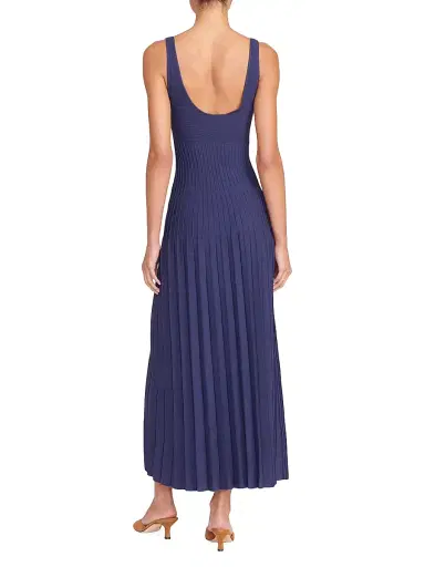 Staud Women's Ellison Knit Pleated Midi-Dress - Navy - Size XL | Thumbnail 4 Staud Women's Ellison Knit Pleated Midi-Dress - Navy - Size XL | Thumbnail 4