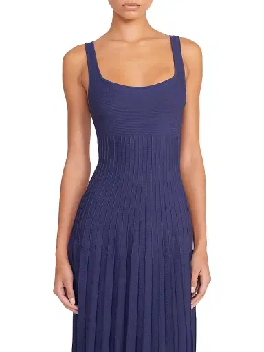 Staud Women's Ellison Knit Pleated Midi-Dress - Navy - Size XL | Thumbnail 5 Staud Women's Ellison Knit Pleated Midi-Dress - Navy - Size XL | Thumbnail 5