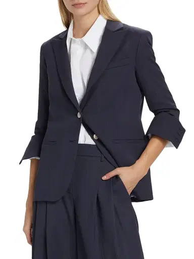 TWP Women's Wool Boyfriend Blazer - Indigo - Size XL | Thumbnail 3 TWP Women's Wool Boyfriend Blazer - Indigo - Size XL | Thumbnail 3