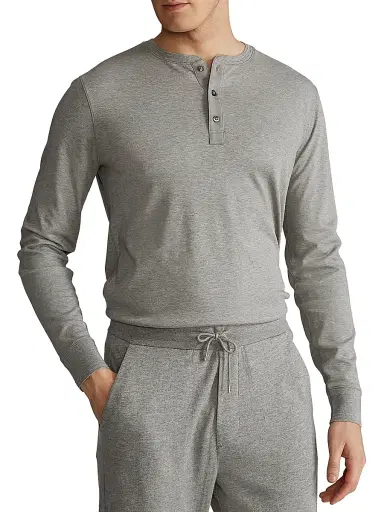 Ralph Lauren Purple Label Men's Long-Sleeve Cotton Henley T-Shirt | Thumbnail 1 Ralph Lauren Purple Label Men's Long-Sleeve Cotton Henley T-Shirt | Thumbnail 1
