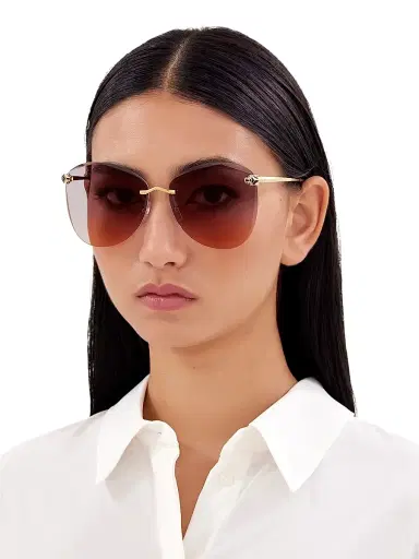 Cartier Women's Panthère Classic 24K-Gold-Plated Butterfly Sunglasses - Brown Gradient | Thumbnail 3 Cartier Women's Panthère Classic 24K-Gold-Plated Butterfly Sunglasses - Brown Gradient | Thumbnail 3
