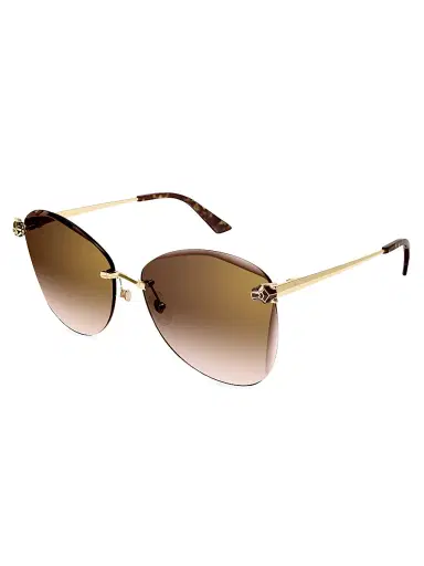 Cartier Women's Panthère Classic 24K-Gold-Plated Butterfly Sunglasses - Brown Gradient | Thumbnail 1 Cartier Women's Panthère Classic 24K-Gold-Plated Butterfly Sunglasses - Brown Gradient | Thumbnail 1