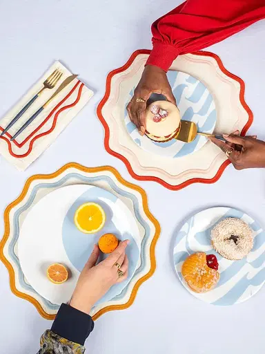 Misette Colorblock Linen Four-Piece Placemat Set - Rust Pink | Thumbnail 2 Misette Colorblock Linen Four-Piece Placemat Set - Rust Pink | Thumbnail 2