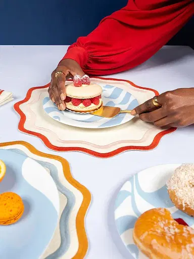Misette Colorblock Linen Four-Piece Placemat Set - Rust Pink | Thumbnail 5 Misette Colorblock Linen Four-Piece Placemat Set - Rust Pink | Thumbnail 5