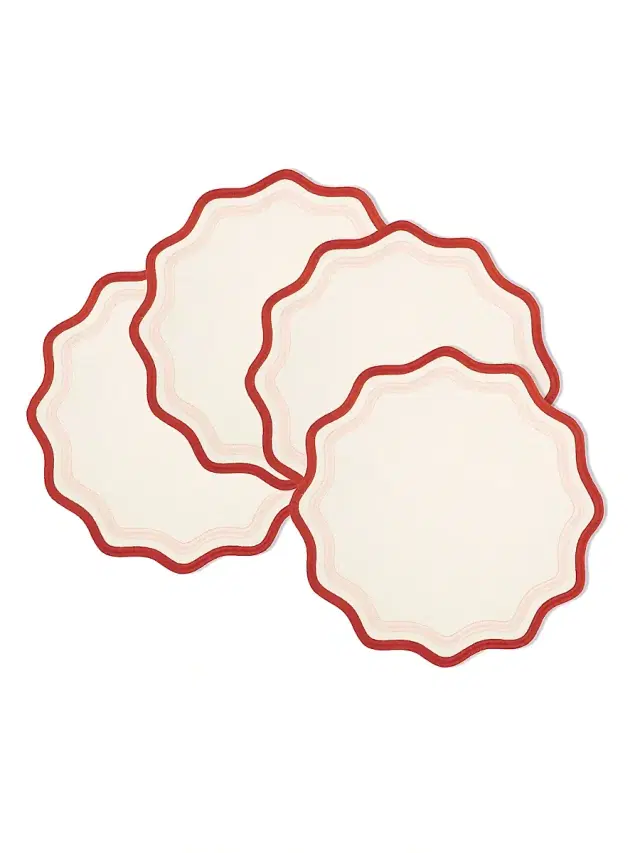 Colorblock Linen Four-Piece Placemat Set - Rust Pink Colorblock Linen Four-Piece Placemat Set - Rust Pink