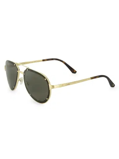 Cartier Men's 60MM Aviator Titanium Sunglasses - Gold | Thumbnail 1 Cartier Men's 60MM Aviator Titanium Sunglasses - Gold | Thumbnail 1