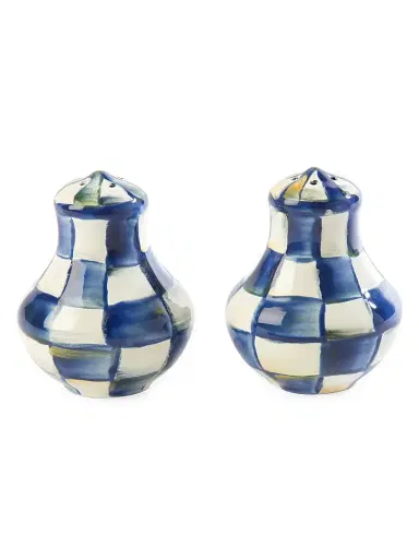 MacKenzie-Childs Royal Check Enamel Salt & Pepper Shaker Set | Thumbnail 1 MacKenzie-Childs Royal Check Enamel Salt & Pepper Shaker Set | Thumbnail 1