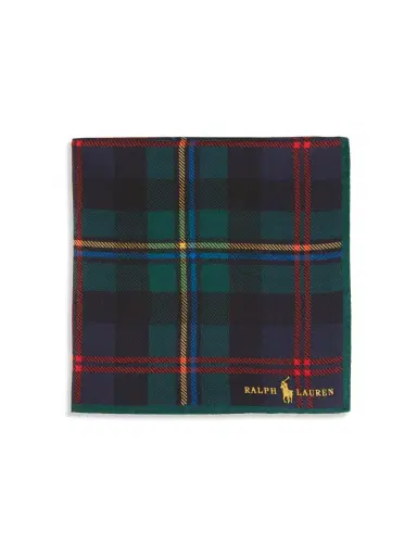 Polo Ralph Lauren Men's Tartan Wool Pocket Square - Navy Green Multicolor | Thumbnail 2 Polo Ralph Lauren Men's Tartan Wool Pocket Square - Navy Green Multicolor | Thumbnail 2