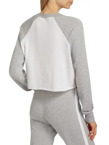 Splits59 Women's Warm-Up Fleece Crop Sweatshirt - Heather Grey White | Thumbnail 4 Splits59 Women's Warm-Up Fleece Crop Sweatshirt - Heather Grey White | Thumbnail 4