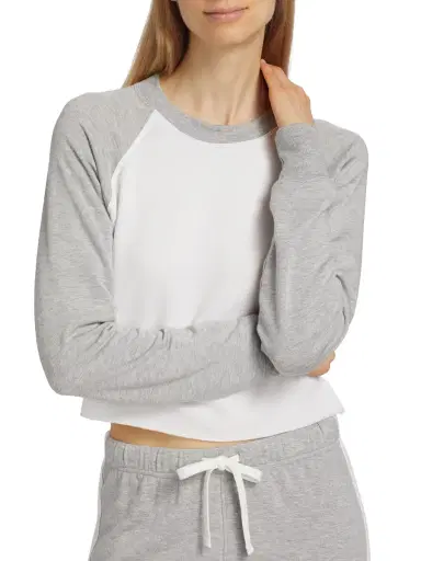 Splits59 Women's Warm-Up Fleece Crop Sweatshirt - Heather Grey White | Thumbnail 5 Splits59 Women's Warm-Up Fleece Crop Sweatshirt - Heather Grey White | Thumbnail 5