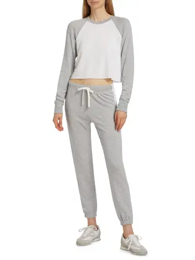 Splits59 Women's Warm-Up Fleece Crop Sweatshirt - Heather Grey White | Thumbnail 1 Splits59 Women's Warm-Up Fleece Crop Sweatshirt - Heather Grey White | Thumbnail 1