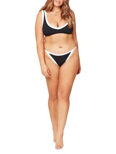 LSpace Women's Ridin'High Ribbed Vacay Two-Tone Bikini Bottom - Black White | Thumbnail 2 LSpace Women's Ridin'High Ribbed Vacay Two-Tone Bikini Bottom - Black White | Thumbnail 2