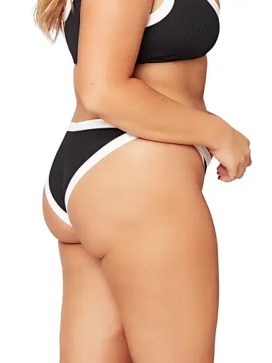LSpace Women's Ridin'High Ribbed Vacay Two-Tone Bikini Bottom - Black White | Thumbnail 4 LSpace Women's Ridin'High Ribbed Vacay Two-Tone Bikini Bottom - Black White | Thumbnail 4