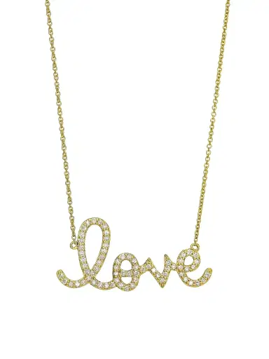 Sydney Evan Women's Diamond and 14K Yellow Gold Love Pendant Necklace - Yellow Gold | Thumbnail 1 Sydney Evan Women's Diamond and 14K Yellow Gold Love Pendant Necklace - Yellow Gold | Thumbnail 1