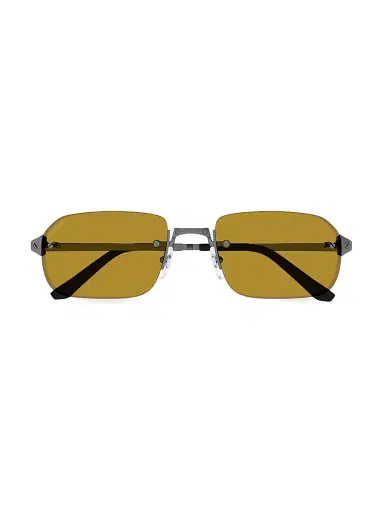 Cartier Men's Santos Classic 56MM Rectangular Sunglasses - Ruthenium Yellow | Thumbnail 2 Cartier Men's Santos Classic 56MM Rectangular Sunglasses - Ruthenium Yellow | Thumbnail 2