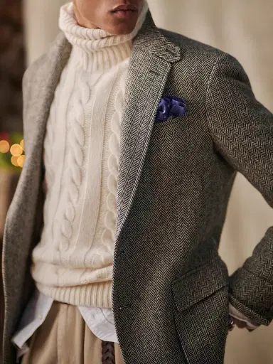 Polo Ralph Lauren Men's Herringbone Wool-Blend Jacket - Black Cream | Thumbnail 5 Polo Ralph Lauren Men's Herringbone Wool-Blend Jacket - Black Cream | Thumbnail 5