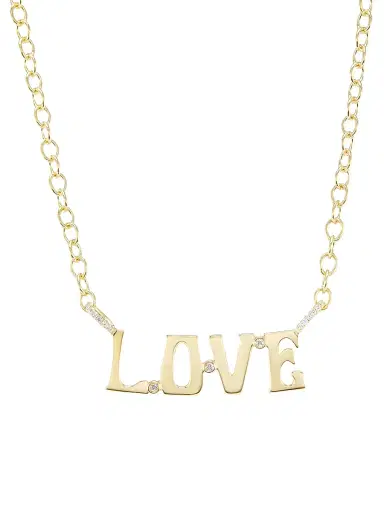 Marlo Laz Women's Alphabet 14K Yellow Gold & 0.135 TCW "Love" Pendant Necklace - Yellow Gold | Thumbnail 1 Marlo Laz Women's Alphabet 14K Yellow Gold & 0.135 TCW "Love" Pendant Necklace - Yellow Gold | Thumbnail 1