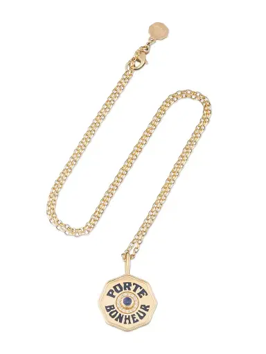 Marlo Laz Women's Je Porte Bonheur 14K Yellow Gold, Blue Sapphire, & 0.15 TCW Diamond Mini Pendant Necklace - Sapphire | Thumbnail 2 Marlo Laz Women's Je Porte Bonheur 14K Yellow Gold, Blue Sapphire, & 0.15 TCW Diamond Mini Pendant Necklace - Sapphire | Thumbnail 2
