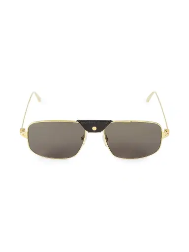 Cartier Men's 60MM Square Browline Sunglasses - Gold | Thumbnail 2 Cartier Men's 60MM Square Browline Sunglasses - Gold | Thumbnail 2